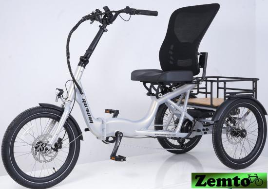 Elektro Dreirad Zemto-Lux-Mover T4F,  Faltbar, 720 WH, 80 NM - weiß-grau